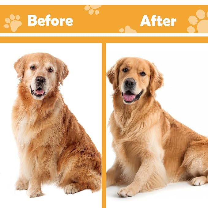 Pet Undercoat Rake for Long Haired Dogs Cats,2 in 1 Cat Safe Dematting Comb and Deshedding Brush Dog Grooming Tools with Wooden Handle Efficiently Remove Mats, Tangles, Loose Hair