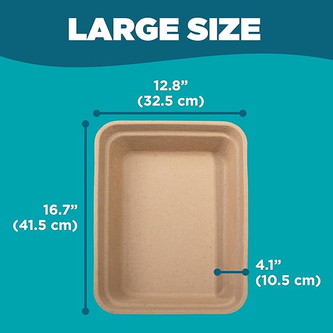 Disposable Litter Box: 5-Pack/Large - Disposable Litter Box for Cats, Rabbits, Guinea Pigs, or Travel - Extra Thick, Very Sturdy, Odor & Leak Resistant & Biodegradable