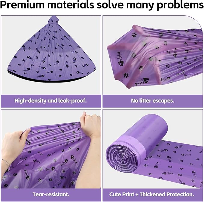 40 Count Cat Litter Box Liners Bags Large, Jumbo Drawstring Extra Thick Pet Cat Pan Liners, Extra Durable Kitty Litter Box Waste Bags - 36" x 18"