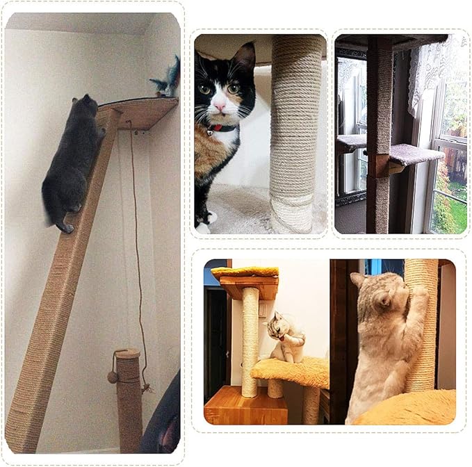 Aoneky Replacement Cat Scratching Post Sisal Rope - Hemp Rope for Cat Tree and Tower (5/16'' 33 Ft)