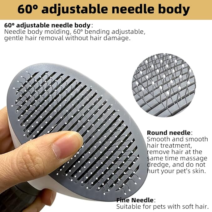 Cat Brush for Shedding, Cat Brushes for Indoor Cats, Cat Brush for Long or Short Haired Cats, Cat Grooming Brush Cat Comb for Kitten Rabbit Massage Removes Mats, Tangles and Loose Fur (Fine needle blue oval)