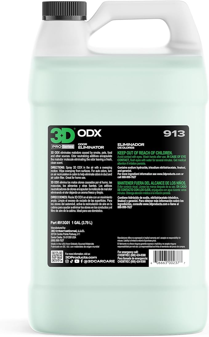3D ODX - Automotive Odor Eliminator - Deodorizes Pet, Food, Smoke, & Other Linger Odors - Fresh Clean Scent - Great for Car, Home, Office Use
