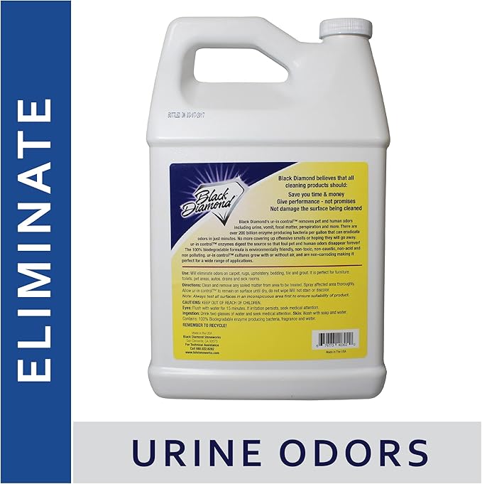 Ur-in Control Eliminates Urine Odors – Removes Cat, Dog, Pet, Odors Human Smells From Carpet, Furniture, Mattresses, Grout and Pet Bedding, Concrete. Biodegradable Enzymes. (1-Quart/1-Gallon)