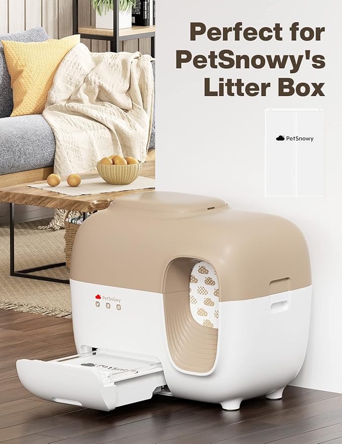SNOW+ Cat Litter Box Liners, Self-Sealing Waste Drawer Bags for Automatic Cat Litter Box, 120 Pcs