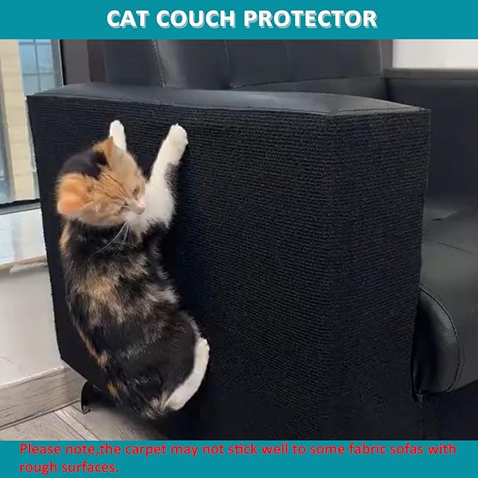 Cat Scratch Furniture Protector,78.7"x15.8"Cat Scratching Mat,Trimmable Self-Adhesive Cat Couch Protector,cat Wall Scratcher,Pad Replacement for Cat Tree Shelves and Post (Black)