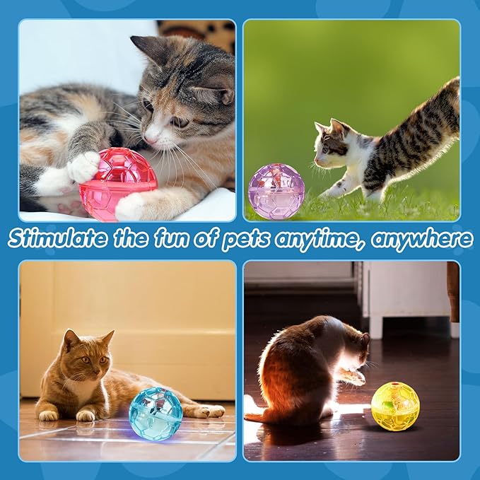 Frienda 4 Pieces Ghost Hunting Cat Ball Motion Light Up Cat Balls LED Motion Activated Cat Ball Motion Light Up Cat Dog Interactive Toys Pet Glowing Mini Running Exercise Ball Toys (Bright Color)