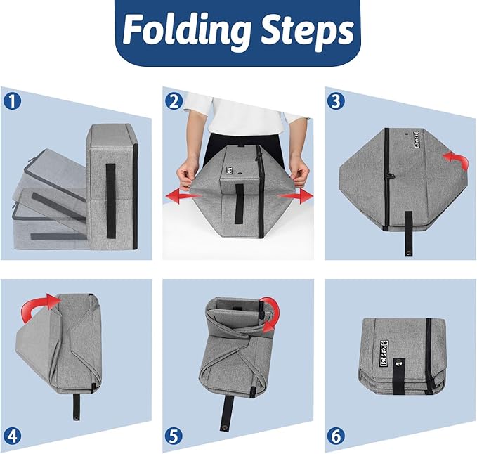 Petskd Portable Cat Travel Litter Box with Lid and 10 pcs Disposable Liner Bags, Leak-Proof and Collapsible, Cat Travel Essentials for Car Travel, Hotel, Airplane and Other Outdoor Use(Grey)