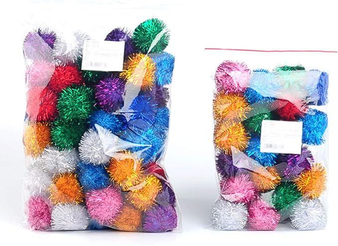 20 Pack 2 Inches Cat Sparkle Balls for Cats Large Size, Glitter Pom Poms Fuzzy Cat Balls Tinsel Balls for Cats Kitten Indoor Assorted Color Random