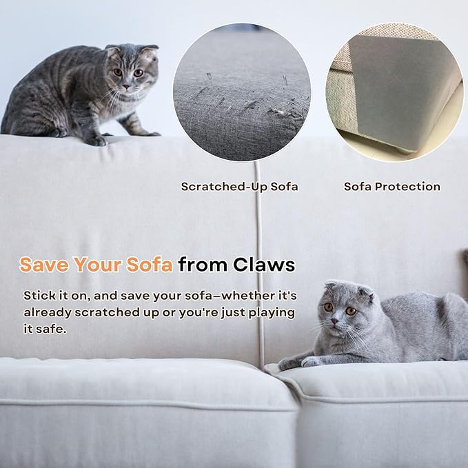 Cat Scratch Mat (Black, 8-Pack, 9.8''*18.8''), Furniture Protector from Cats Scratching, Strong Self-Adhesive Backing for Easy and Sturdy Application, Versatile for Cat Trees, Posts, and Beds