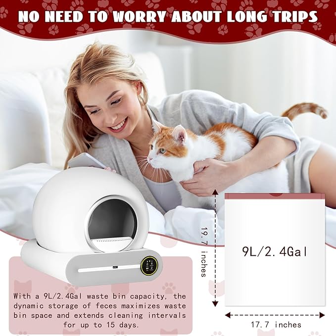 Cat Waste Bags for Automatic Cleaning Litter Boxes, 19.7 x 17.7 Inches (4 Packs/80 Counts) White-Red