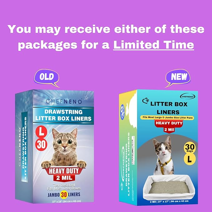 Cat Litter Box Liners Drawstring Large (30 Bags) 37" x 18" Scratch Resistant Extra Heavy 2 Mil Litter Tray Cat Box Liner Bags (30 Count, Large)