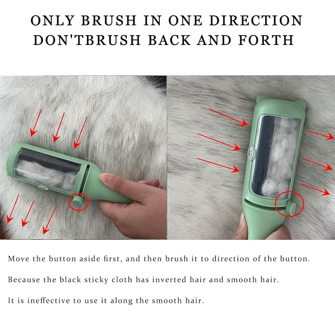 Cat Brush Pet Dry Cleaning Brush Cat Self Sticky Brush for Shedding and Grooming Long Short Hair Removal Comb with Recycling Box for Kitten Dog Rabbit Massage Roller Removes Loose Fur (Green)