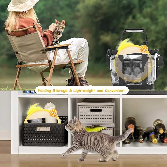 Cat Tunnel, 1PCS Folded Cat Tunnel Toy, Yellow Sisal Hemp Ball Tube Cat Springs for Indoor with Feather, Mouse Toys Interactive Cat Toy Tunnel Self-Happy Cat Toys, S-Type Collapsible Tent