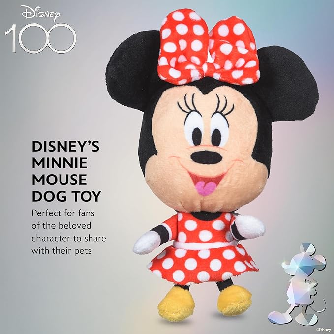 Minnie Mouse Plush Squeaky Dog Toy 6in | Disney Dog Toys | Plush Squeaker Toy for Dogs Inspired by Minnie Mouse, Disney Mickey and Friends