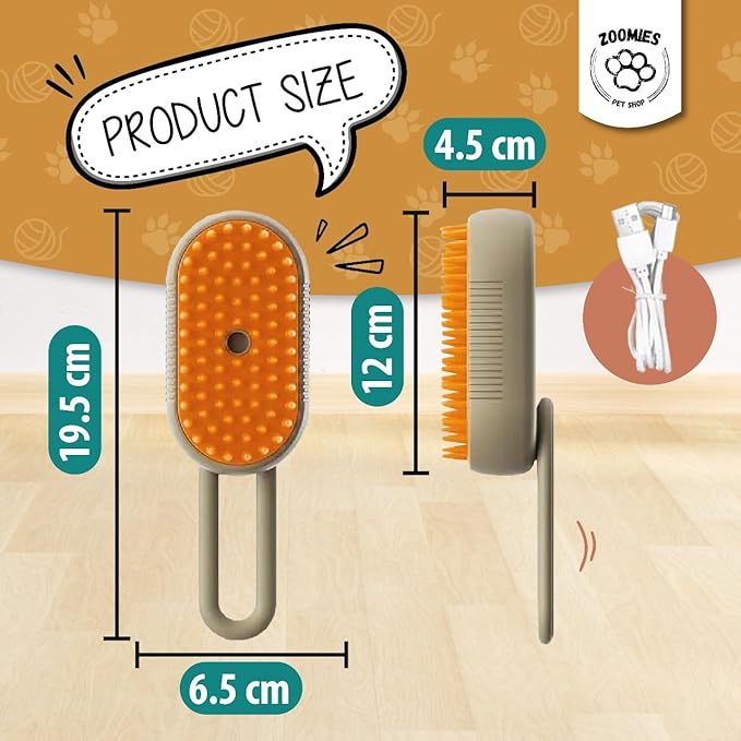 | Cat steam brush for shedding | 3-in-1 Steam brush for cats to remove loose hairs and reduce your cat's stress