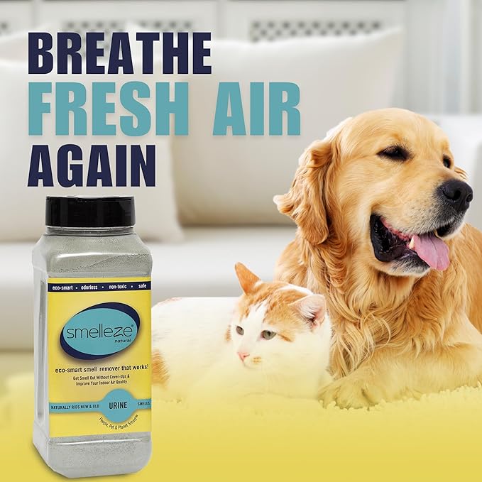 SMELLEZE Natural Urine Odor Removal Deodorizer: 2 lb. Powder Stops Urine Stench