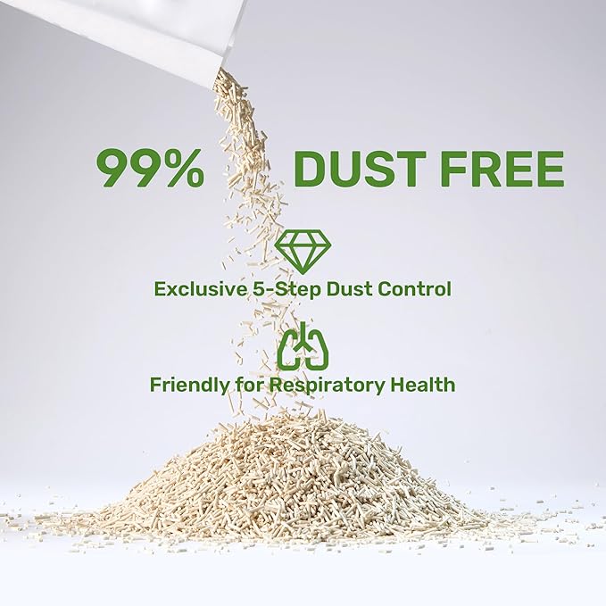 FUKUMARU Tofu Cat Litter Clumping, Low dust Cat Litter, 100% Natural Ingredients Litter, Flushable, Ultra Absorbent, Lightweight, Low Tracking Cat Litter Unscented, Odor Control (8lb x 4 Bags)