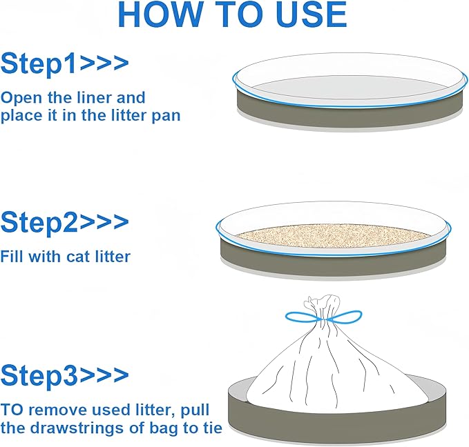 Litter Box Liners, Disposable Cat Litter Liners, Heavy Duty Plastic Litter Box Liners, Jumbo Size: 36 * 19 inch, Close & Scratch Resistant (10 Count, Scent Free)