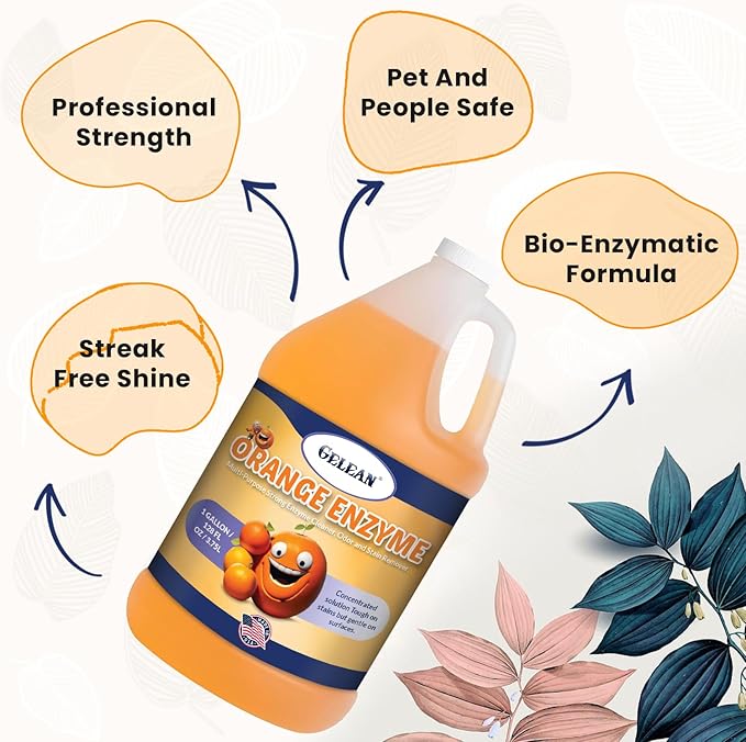 Multi-Purpose Enzyme Cleaner - Concentrate MAKES 64 GALLON - Stain and Odor Eliminator - ORANGE ENZYME - Odor Floor Cleaner USA Made All Purpose Cleaner 128 oz