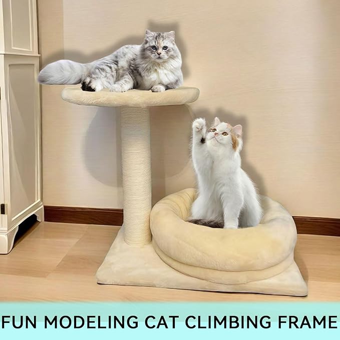 Cat Grabbing Post with Interactive Plush Mouse Toy Comes with a Cozy Private cat Bed Perfect for Kittens and Small to Medium Cats.
