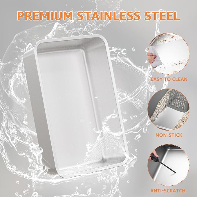 MIKK Enclosed Stainless Steel Cat Litter Box with Lid XL Extra Large Litter Box for Big Cats,Never Absorbs Odors, Sturdy Easy to Clean Non-Sticky Anti-Leakage with Cat Scratcher Mat(Grey)