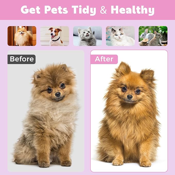 Piggy-Pink Hair Brush, Self Cleaning, Pet Grooming Brush for Shedding, Suitable for Short and Long Haired Cats Dogs and Other Fur Babies, Ergonomic Handle, Ideal Size (5.5 inches)