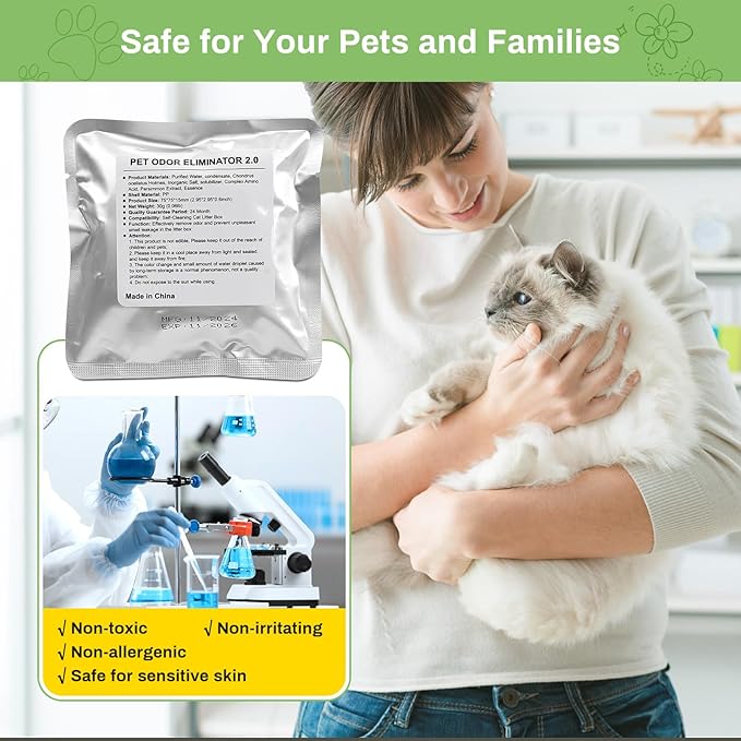 Update Cat Litter Odor Eliminator 2.0 for Self-Cleaning Cat Litter Box, GISOFIK Cat Litter Deodorizer, Cat Toilet Odor Control, Litter Box Deodorizer, Safe for Pets 98% Remove Rate(6 Pack)