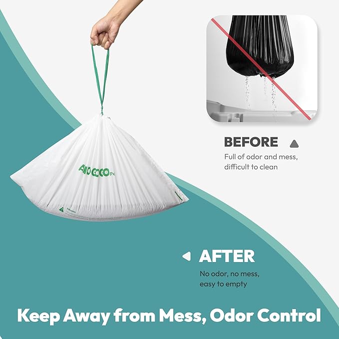 50 Pack Litter Box Liner Bags, Compatible with Petkit Pura Max & X, Self-Cleaning Cat Litter Box Replacement Waste Bags, Drawstring Leak-proof Cat Litter Box Trash Bags