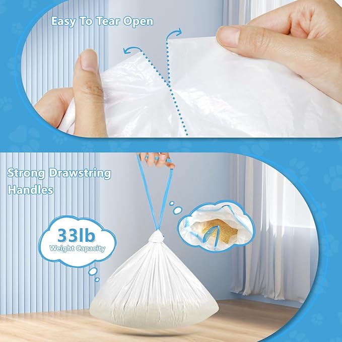 120 Count Cat Litter Bags for Automatic Litter Box,Extra-Thick Cat Litter Box Liners for MeoWant MW-SC01,MW-SC02,Duty Drawstring Kitty Litter Bags-19.7" x 17.7"