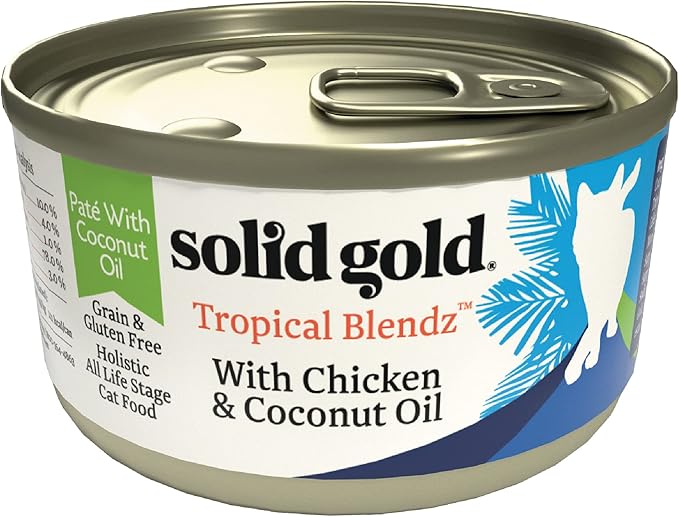 Solid Gold Tropical Blendz Wet Cat Food - Chicken Pate in Coconut Oil - Canned Cat Food, 12 Pack