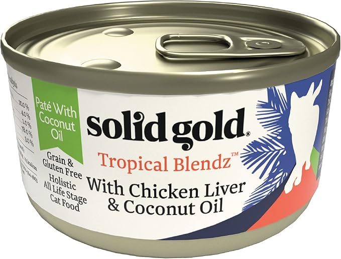 Solid Gold Tropical Blendz Wet Cat Food - Chicken Liver Pate in Coconut Oil - Canned Cat Food, 24 Pack
