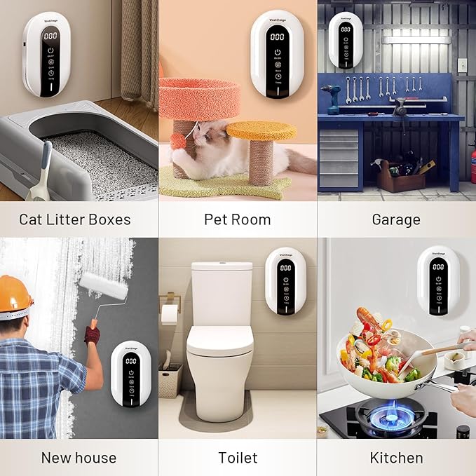 Cat Litter Deodorizer, Vrstemys 99% Litter Box Odor Eliminator, Stay-Within Ozone Air Purifier for Cat Litter Smell, Dog Poof Odor, Pet, Home, Room, Smoke, Garage and Toilet