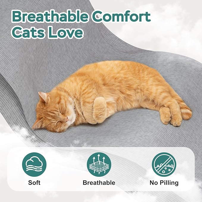 Self-Adhesive Cat Grooming Wrap, Cozy Cat Wrap for Cutting Nails, Breathable Anti-Scratch Cat Swaddle Bag for Brushing, Ear Cleaning, Medication, Injections,Grey L