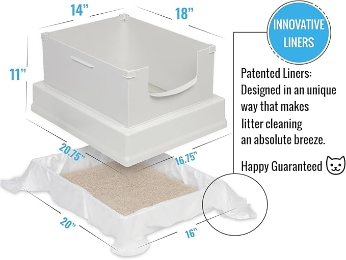 V2 Deluxe Cat Litter Box Starter Kit, Includes 56ct Disposable Standard Sifting Liners, White