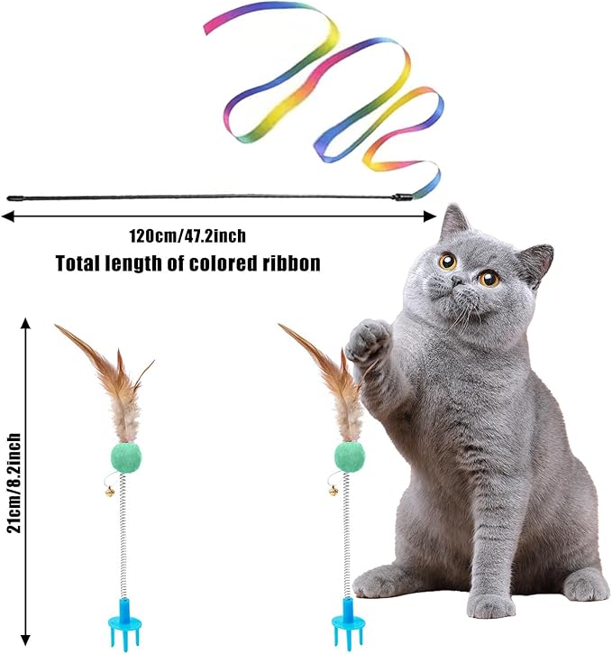 Kitten Starter Kit, 15 Piece Cat Essentials Set Includes Cat Litter Box,Cat Toys, Cat Collars,Cat Scratch Pad, cat Nail File,Automatic Cat Feed Bowls, Pet Grooming Gloves for Cats Daily Life(Green)