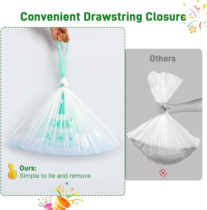 Drawstring Litter Box Liners Compatible with Robot, Heavy Duty Self-Cleaning Litter Boxes Waste Drawer Liners Replacement Bags (100pcs)