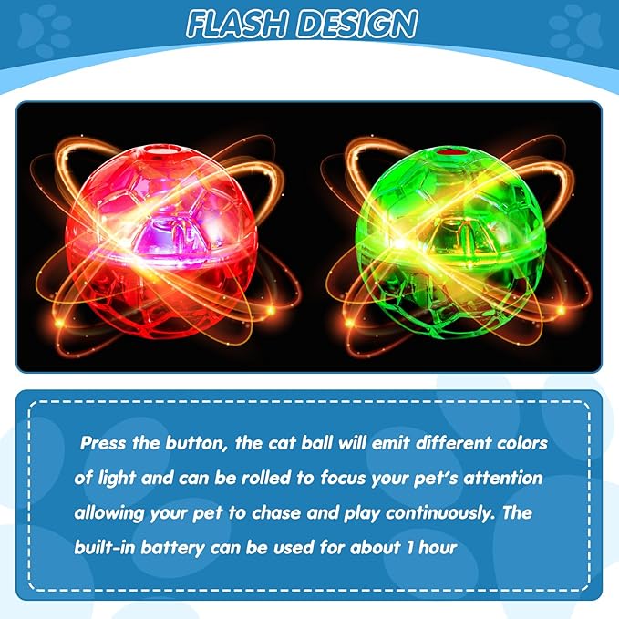 Frienda 4 Pieces Ghost Hunting Cat Ball Motion Light Up Cat Balls LED Motion Activated Cat Ball Motion Light Up Cat Dog Interactive Toys Pet Glowing Mini Running Exercise Ball Toys (Multicolored)