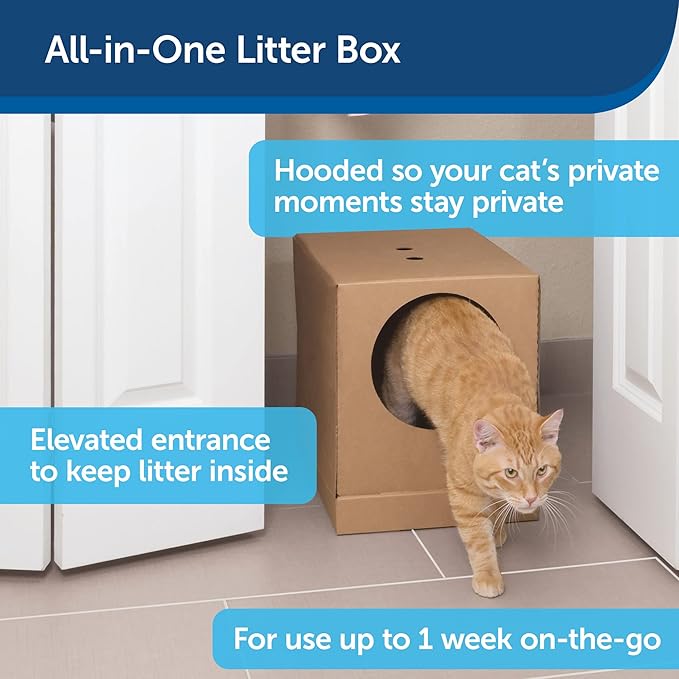 PetSafe Disposable Cat Litter Box - Collapsible Covered Design for Travel - from The Makers of ScoopFree Self Cleaning Litter Box - Includes 4.3 lb Premium Blue Original Crystal Cat Litter