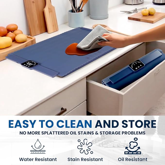 Electric Warming Tray, Full Surface Heating, Portable Food Warmer Rolling Silicone Mat, Food Warmer for Parties FeaturesFoldable Design & Fast Heating, Warming Plate for Buffet