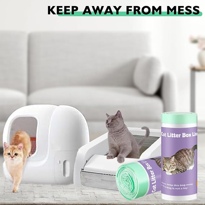 100 Pack Cat Litter Box Liner Bags Compatible with Self-cleaning Cat Litter Box, Thick Heavy Duty Drawstring Waste Drawer Liners Compatible with PURA X/MAX Automatic Litter Box -23" x 12"