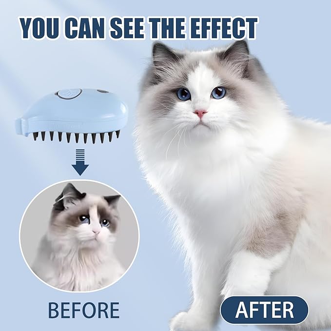 Cat Steam Brush for Shedding, 3 in 1 Cat Steamy Brush, Cat Grooming Brush With Steam, Rechargeable Steam Pet Brush for Dog And Cat,Self Cleaning Steam Brush for Massage,Clean and Removing Loose Hair
