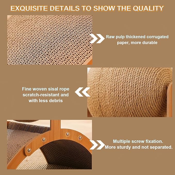 Sisal Cat Scratching Ball Toy, Interactive Cat Scratcher Board with Wooden Frame, Durable Scratch Toy for Indoor Cats, Wear-Resistant Ferris Wheel Design for Endless Fun! (Extra Small)