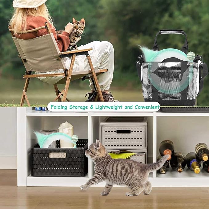 Cat Tunnel, 1PCS Folded Cat Tunnel Toy, Cyan Sisal Hemp Ball Tube Cat Springs for Indoor with Feather, Mouse Toys Interactive Cat Toy Tunnel Self-Happy Cat Toys, S-Type Collapsible Tent