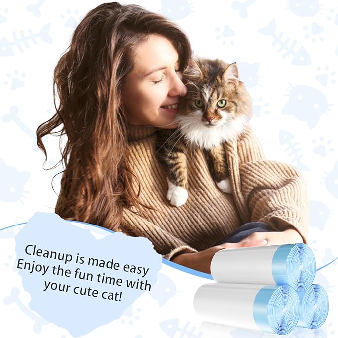 45 Count Extra Large Cat Litter Box Liners - Drawstring Cat Litter Bags for Self Cleaning Litter Boxes, 25x15 Inches, No Mess, No Odor, Easy to Install and Dispose, Hygienic and Durable Litter Liners