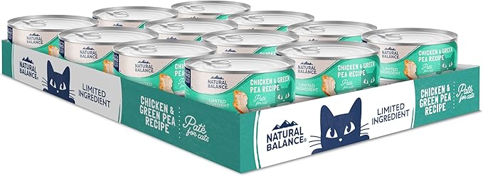 Natural Balance Limited Ingredient Adult Grain-Free Wet Canned Cat Food, Chicken & Green Pea Recipe, 5.5 Ounce (Pack of 24)