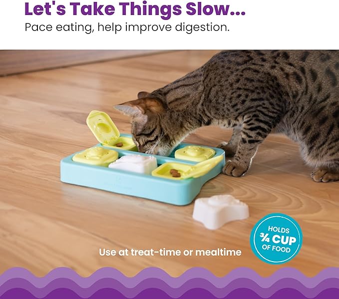 Catstages Kitty Cube Interactive Cat Treat Puzzle, Blue