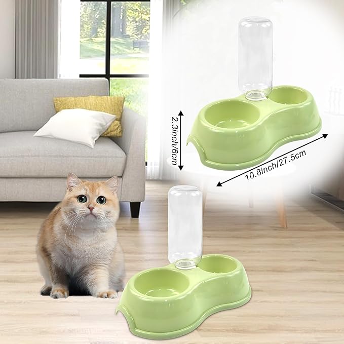 Kitten Starter Kit, 15 Piece Cat Essentials Set Includes Cat Litter Box,Cat Toys, Cat Collars,Cat Scratch Pad, cat Nail File,Automatic Cat Feed Bowls, Pet Grooming Gloves for Cats Daily Life(Green)