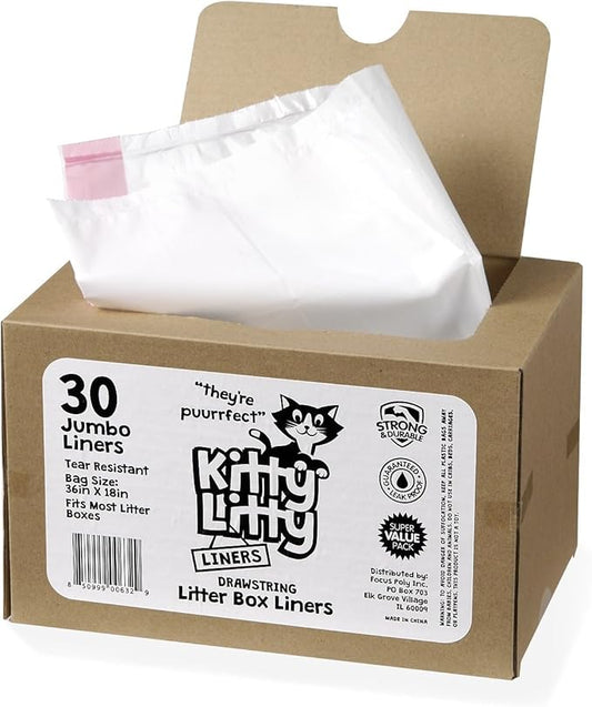 Cat Litter Box Liners 30 Count Drawstring Cat Waste Liners