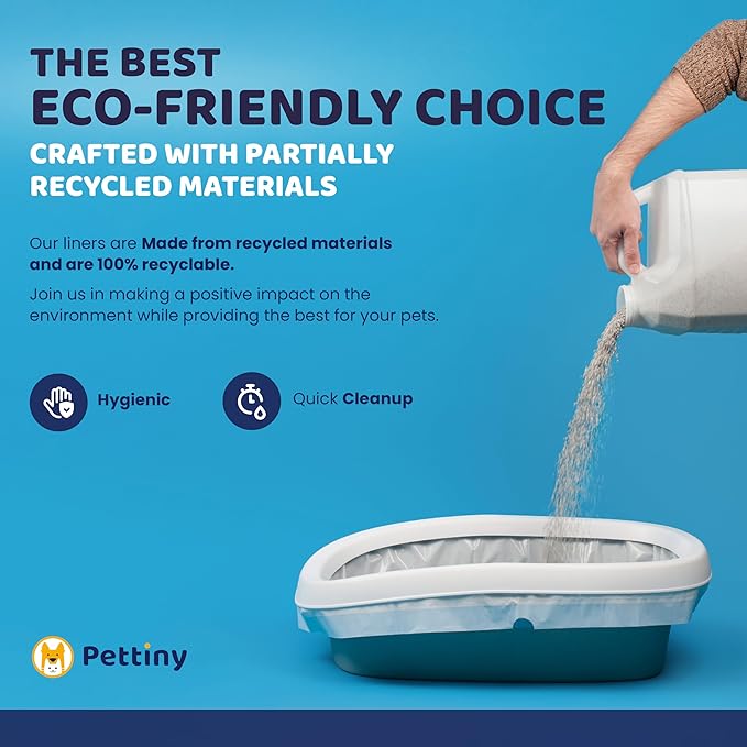 20 Cat Litter Box Liners with Drawstrings - Scratch Resistant Cat Litter Bags for a Medium and Large Litter Pan