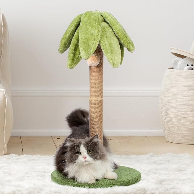 Cat Scratching Post 30.7 inch Tall Cat Tree for Indoor Cats Large Adult Cat Scratching Post with Sisal Rope,Cute Kitten Cat Scratcher in Palm Tree